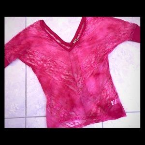 Bright pink BKE from buckle mid sleeve lace top